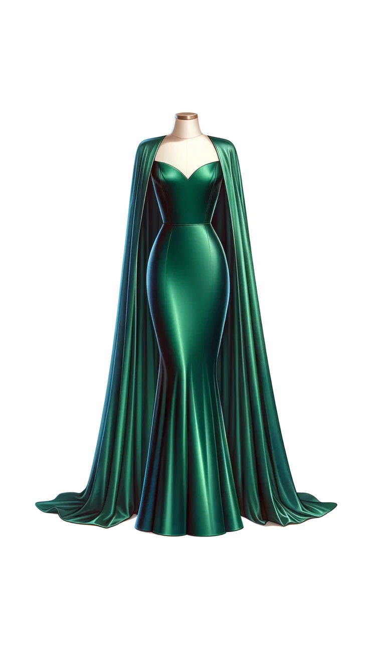 Najlepše haljine za svečane prilike - Smaragdno zelena haljina s plaštom